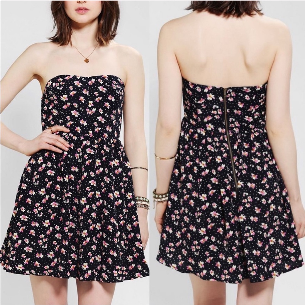 Urban Outfitters UO Floral Dot Strapless Dress